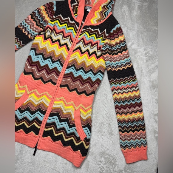 Missoni X Target Chevron Knit Long Sleeves Longline Full Zip Hoodie Jacket Large - Picture 6 of 16